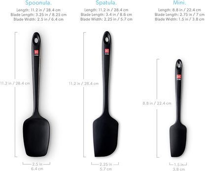 DI ORO Seamless Series 3-Piece Silicone Spatula Set - 600°F Heat Resistant Non Stick Rubber Kitchen Scraper Spatulas for Cooking, Baking, and Mixing – BPA Free and LFGB Certified Silicone (Black)