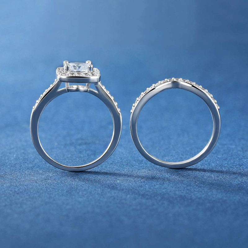 Women's 18K White Gold Plated CZ 2-In-1 Halo Eternity Ring 