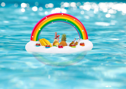 Vickea Inflatable Rainbow Cloud Drink Holder, Pool Float Party Accessories for Water Fun