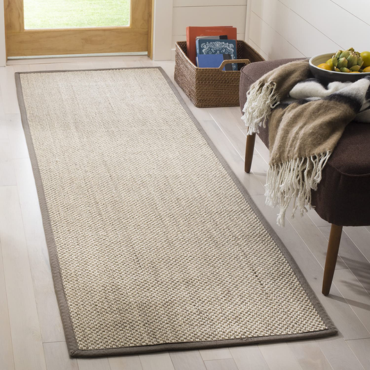 Safavieh Natural Fiber Collection NF143E Border Sisal Runner, 2'6" x 6' , Marble / Khaki