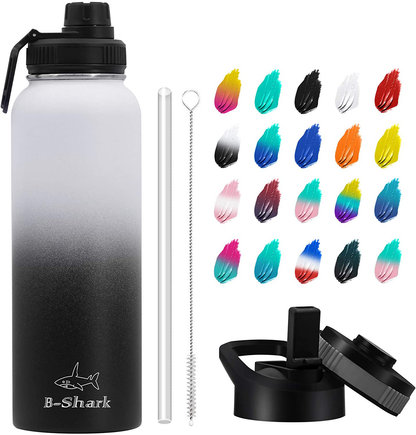 Water Bottle - 24/32/40 oz Water Bottle with Straw, Double Wall Vacuum Stainless Steel Water Bottle with 3 Option Lid Keeps Hot or Cold, Leak Proof Sports Water Bottle for Camping Travel, Office and Outdoor