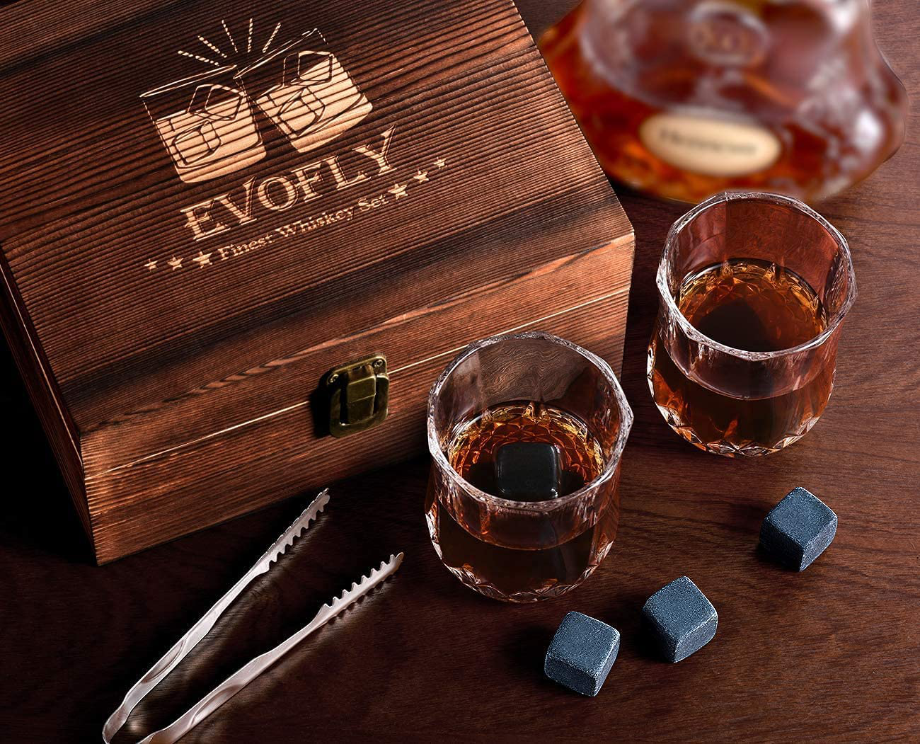Birthday Gifts for Men Women, Whiskey Stones Set, Unique Anniversary Wedding Retirement Gift Ideas for Couple Dad Husband Boyfriend Him Grandpa, Man Cave Gifts Cool Gadgets for Alcohol Scotch Bourbon