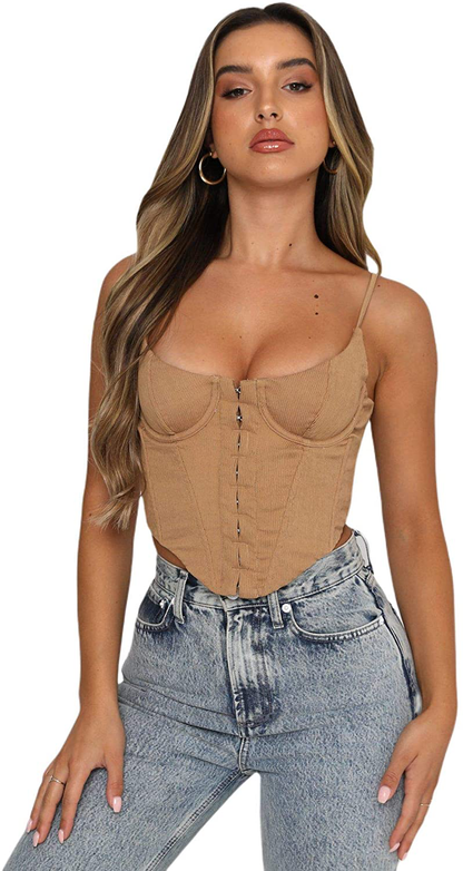 Women Bustiers Crops Single-Row Clasp Tank Tops Sleeveless Camisole Cow Printing Short Tunics Night Out Clubwear