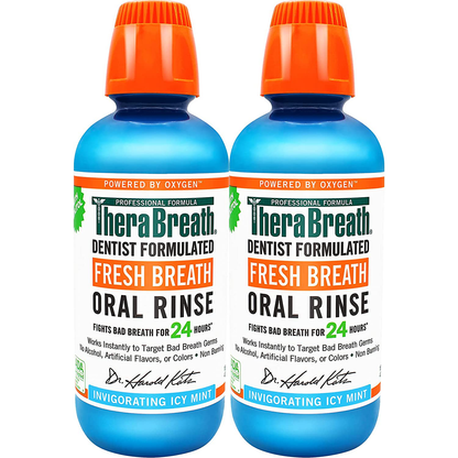 TheraBreath Fresh Breath Dentist Formulated 24-Hour Oral Rinse, Icy Mint, 16 Ounce (Pack of 2)