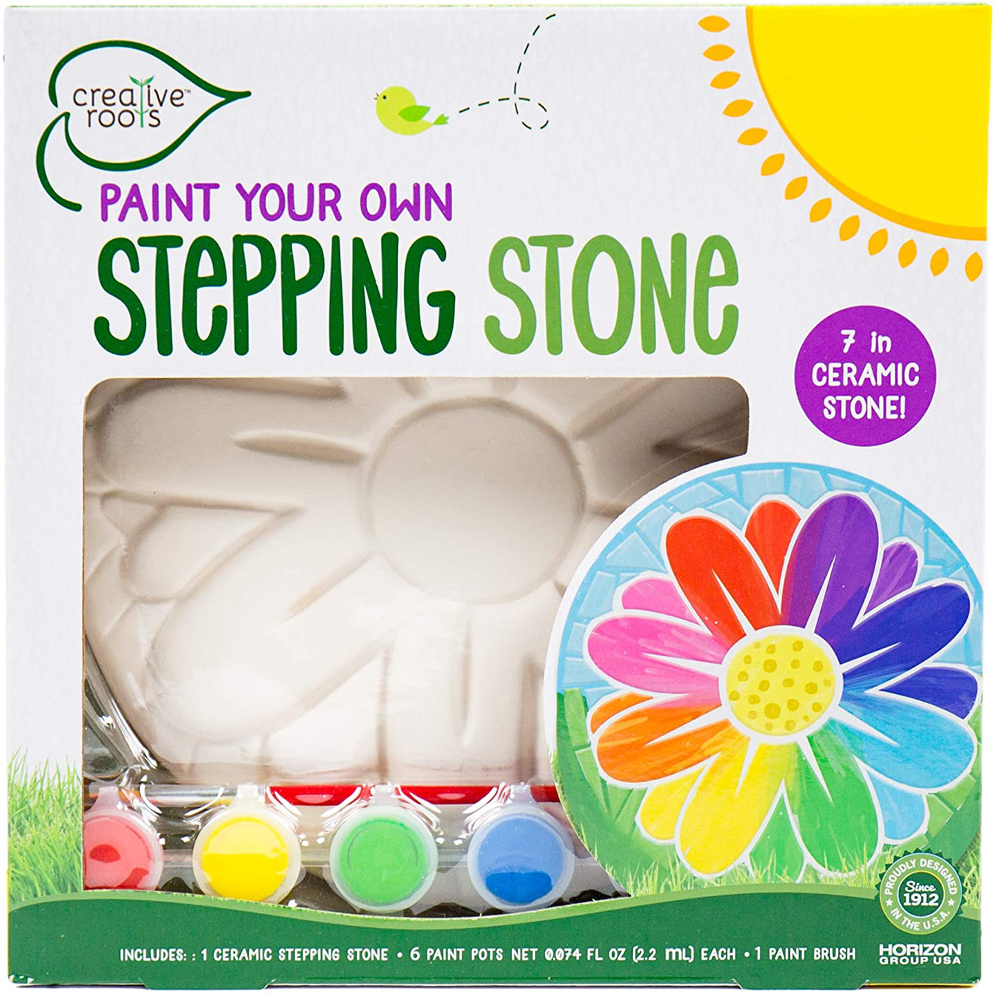 Creative Roots 92849 Paint Your Own Turtle Stepping Stone by Horizon Group Usa, 6 Paint Pots and Brush included, Assorted