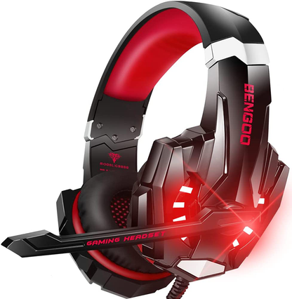 BENGOO G9000 Stereo Gaming Headset for PS4, PC, Xbox One Controller, Noise Cancelling Over Ear Headphones with Mic, LED Light, Bass Surround, Soft Memory Earmuffs (Orange)