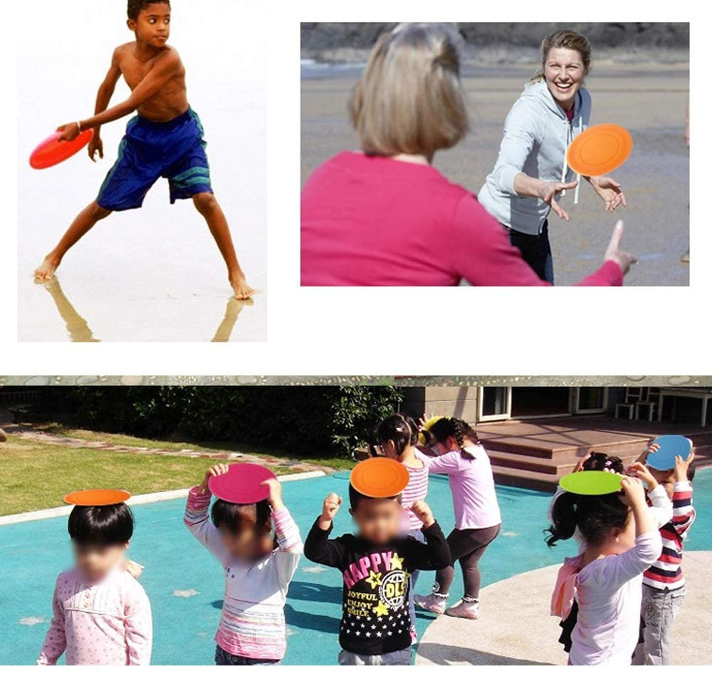 TEESUN Frisbee Kids Flying Disc Toy Outdoor Playing Lawn Game Disk Flyer Frisbee for Kindergarten Teaching Soft Silicone Colorful 6 Pack Bulk Set