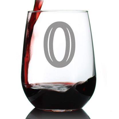 Monogram Bold Letter M - Stemless Wine Glass - Personalized Gifts for Women and Men - Large Engraved Glasses