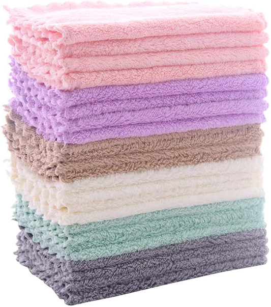 24 Pack Kitchen Dishcloths - Does Not Shed Fluff - No Odor Reusable Dish Towels, Premium Dish Cloths, Super Absorbent Coral Fleece Cleaning Cloths, Nonstick Oil Washable Fast Drying (White)
