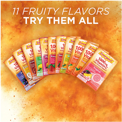 Emergen-C 1000mg Vitamin C Powder, with Antioxidants, B Vitamins and Electrolytes, Vitamin C Supplements for Immune Support, Caffeine Free Fizzy Drink Mix, Super Orange Flavor - 30 Count