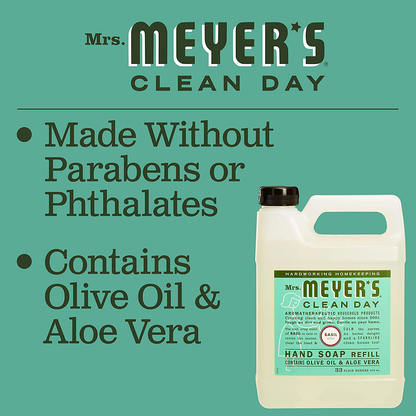 Mrs. Meyer's Clean Day Liquid Hand Soap Refill, Basil, 1 Pack