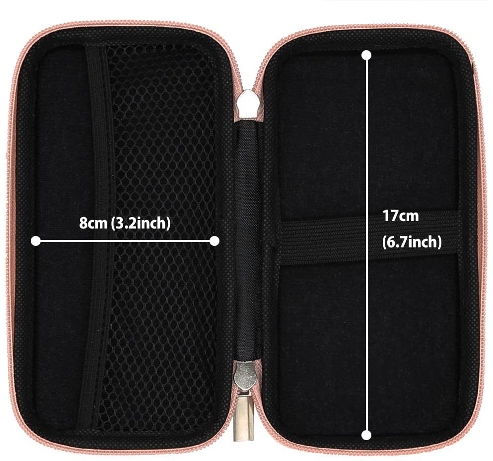 iMangoo Shockproof Carrying Case Hard Protective EVA Case Impact Resistant Travel 12000mAh Bank Pouch Bag USB Cable Organizer Earbuds Sleeve Pocket Accessory Smooth Coating Zipper Wallet Rose Gold