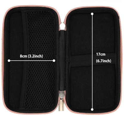 iMangoo Shockproof Carrying Case Hard Protective EVA Case Impact Resistant Travel 12000mAh Bank Pouch Bag USB Cable Organizer Earbuds Sleeve Pocket Accessory Smooth Coating Zipper Wallet Rose Gold