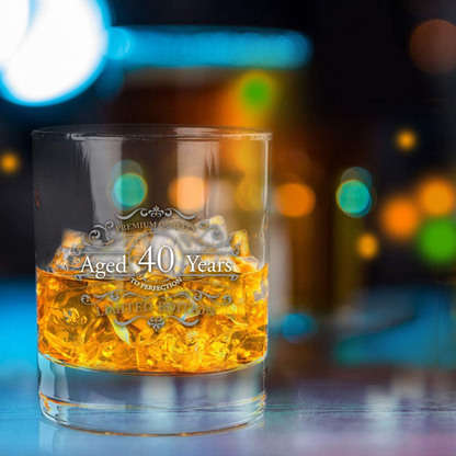 1981 Vintage Edition Birthday Whiskey Scotch Glass (40th Anniversary) 11 oz- Vintage Happy Birthday Old Fashioned Whiskey Glasses for 40 Year Old- Classic Lowball Rocks Glass- Birthday, Reunion Gift