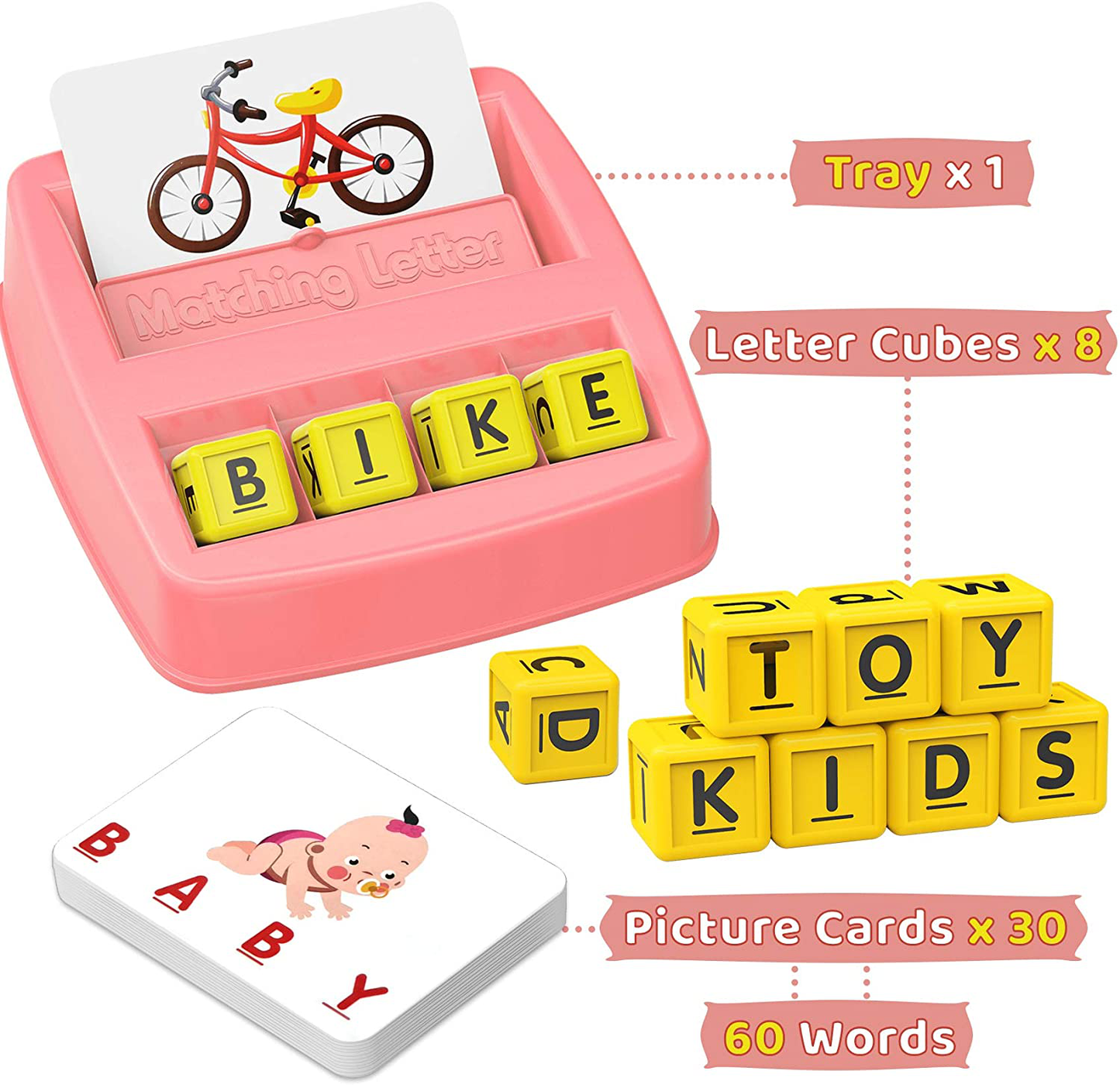 HahaGift Educational Toys for 2-5 Year Old Girl Gifts, Matching Letter Learning Games Activities, Christmas Birthday Gift for Toddler Kids Age 2 3 4 5 Year Olds Girls