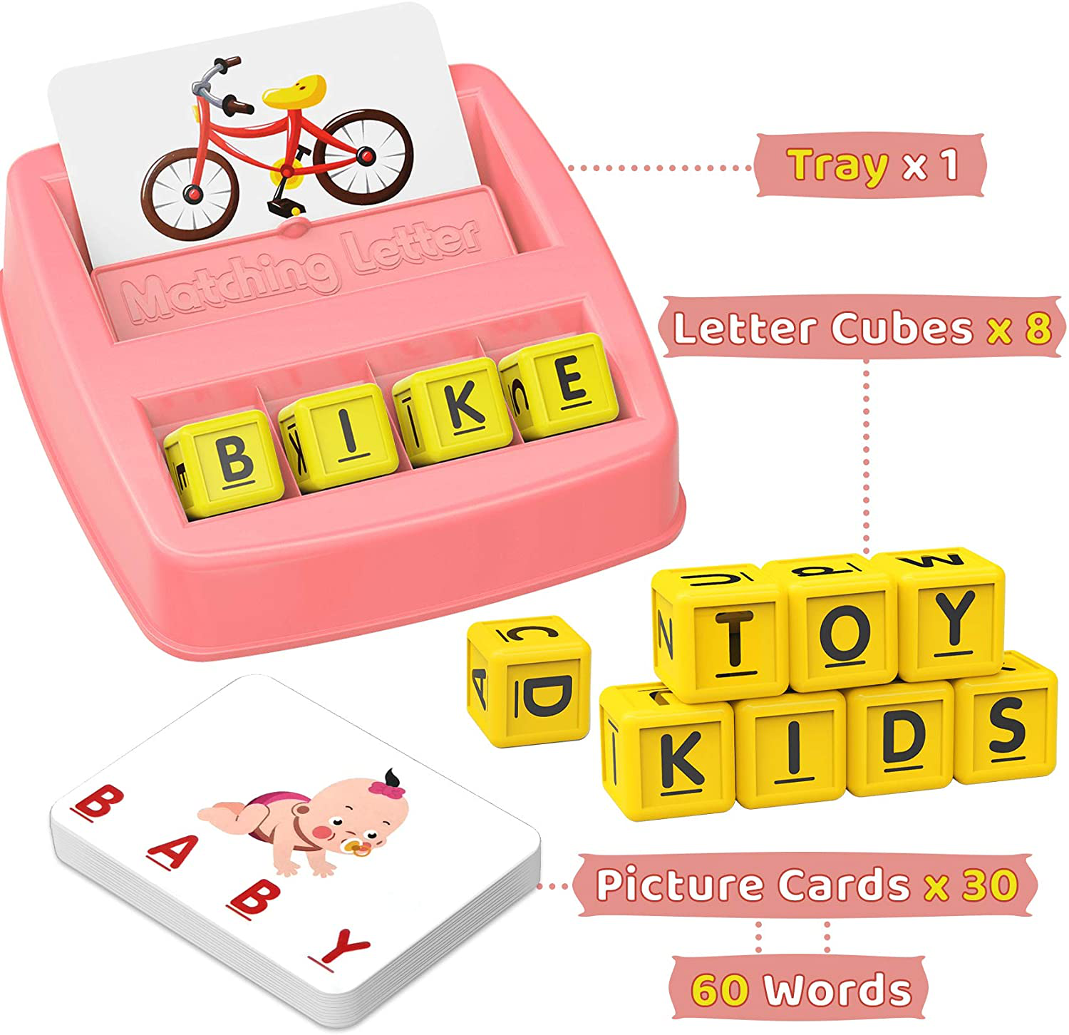 HahaGift Educational Toys for 2-5 Year Old Girl Gifts, Matching Letter Learning Games Activities, Christmas Birthday Gift for Toddler Kids Age 2 3 4 5 Year Olds Girls