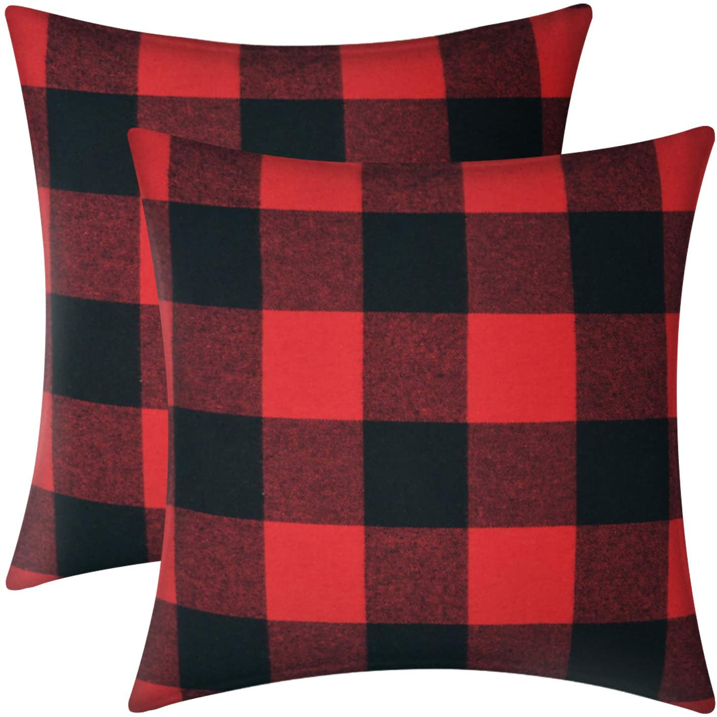 Set of 2 Lumbar Throw Pillow Covers Farmhouse Classic Retro Checkers Plaids Cotton Linen Decorative Square Pillowcase Cushion Cover for Sofa Bedroom Car