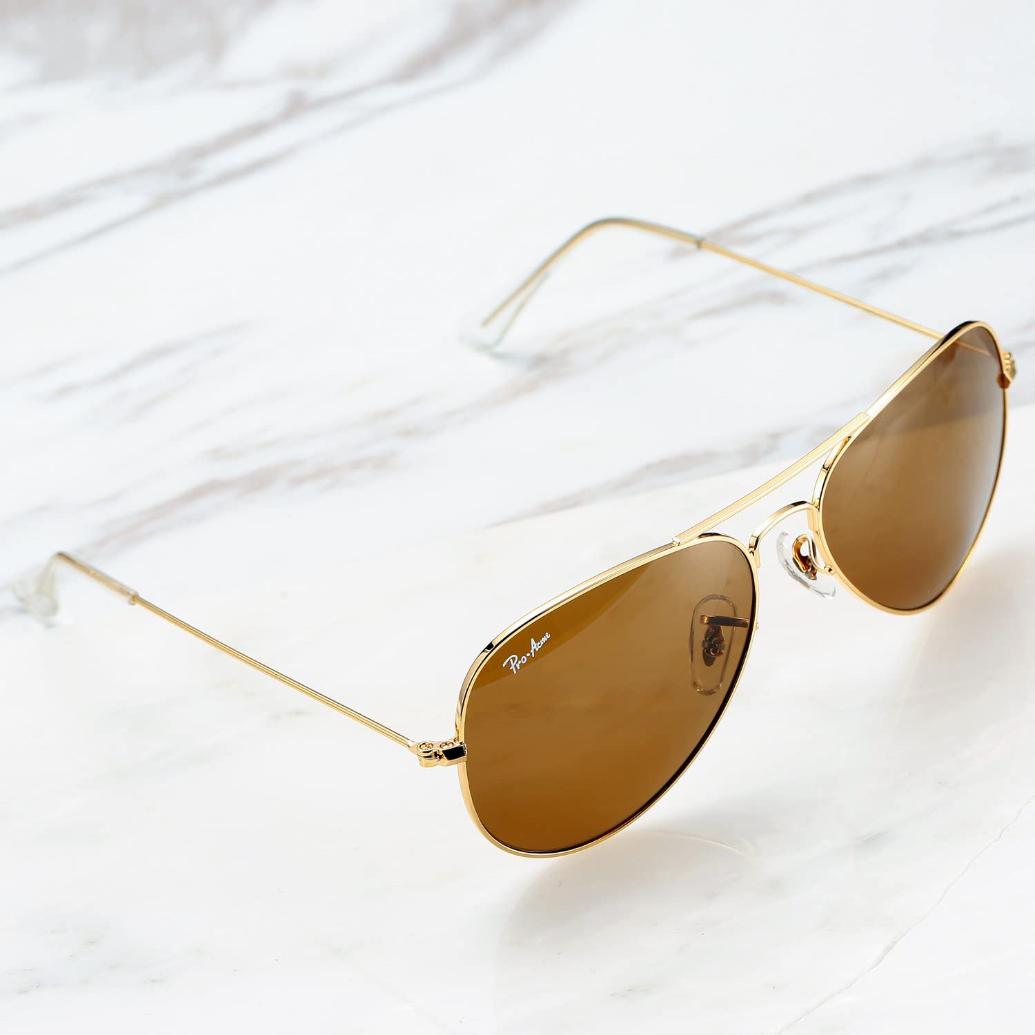 Pro Acme Classic Aviator Sunglasses for Men Women 100% Real Glass Lens