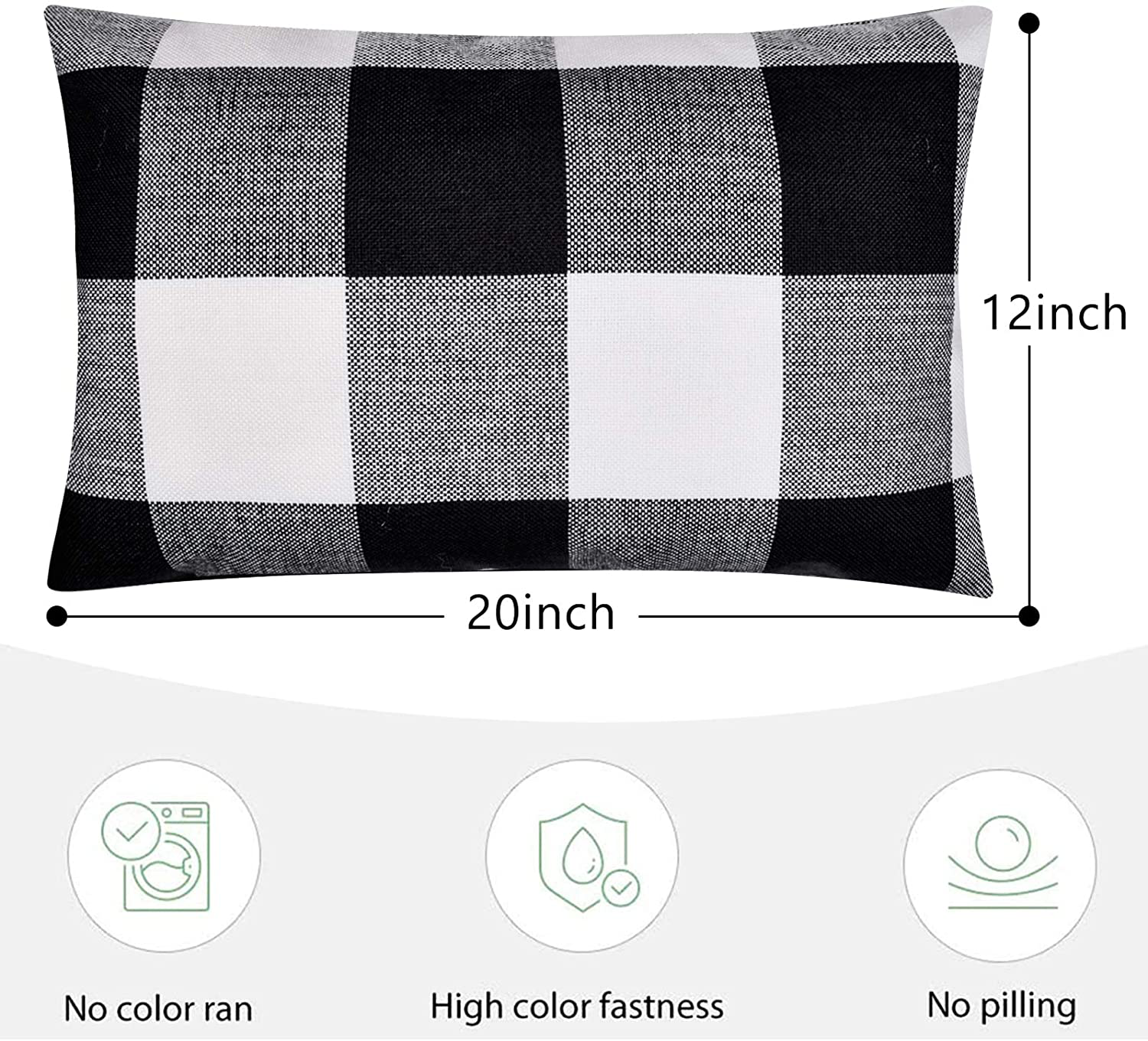 Set of 2 Lumbar Throw Pillow Covers Farmhouse Classic Retro Checkers Plaids Cotton Linen Decorative Square Pillowcase Cushion Cover for Sofa Bedroom Car