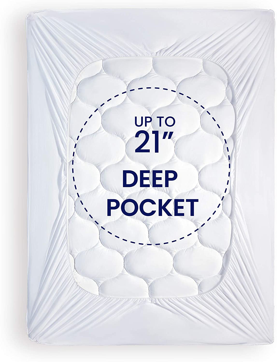 SLEEP ZONE Quilted Mattress Pad Cover - Extra Thick Soft Fluffy Bedding Topper Pillow Top Upto 21 inch Deep Pocket, White, Full