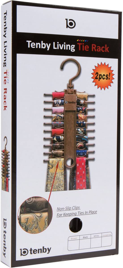 Tenby Living 2-Pack Black Tie Rack, Organizer, Hanger, Holder - Affordable Ti.