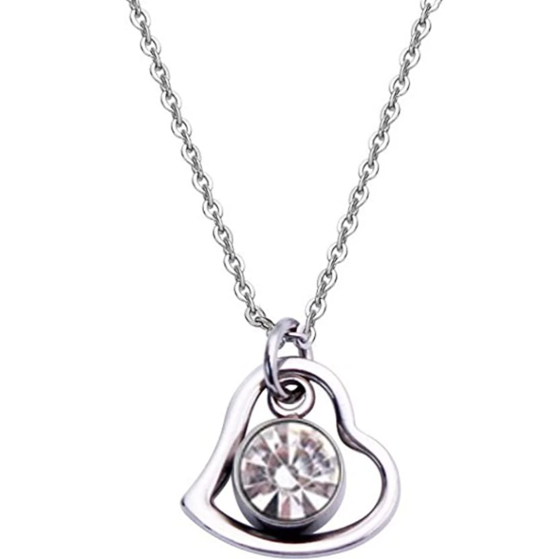 Women's Stainless Steel Birthstone Heart Necklace 