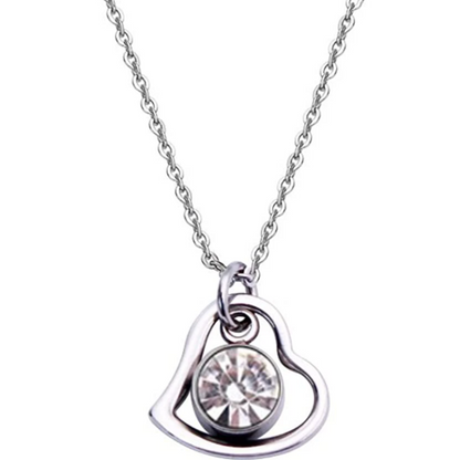 Women's Stainless Steel Birthstone Heart Necklace 