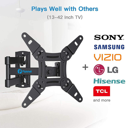 Full Motion TV Monitor Wall Mount Bracket Articulating Arms Swivels Tilts Extension Rotation for Most 13-42 Inch LED LCD Flat Curved Screen TVs & Monitors, Max VESA 200x200mm up to 44lbs by Pipishell