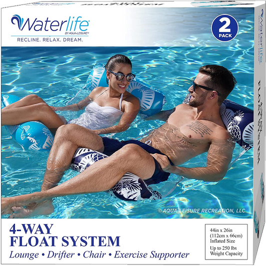 2 Pack - 4-in-1 Pool Hammock Inflatable Pool Chair Floats