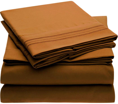 Mellanni Bed Sheet Set - Brushed Microfiber 1800 Bedding - Wrinkle, Fade, Stain Resistant - 3 Piece (Twin, Baby Blue)