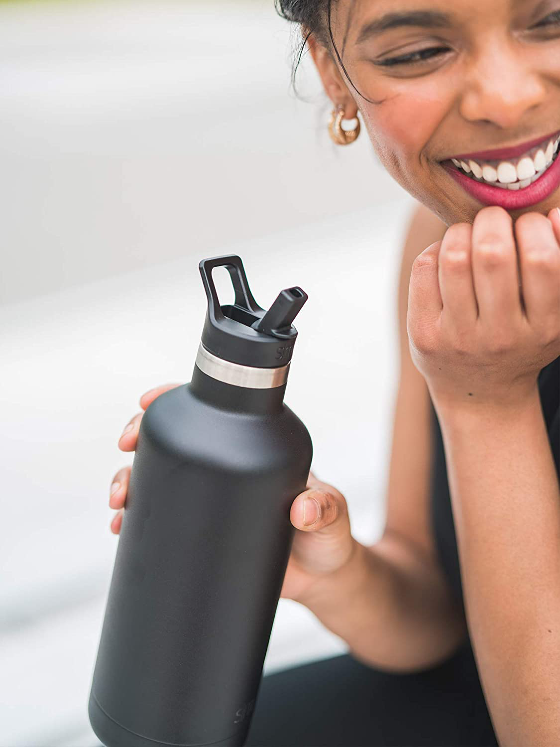 Simple Modern Insulated Water Bottle with Straw Lid Reusable Ascent Narrow Mouth Stainless Steel Thermos Flask, 24oz Straw Lid, Winter White