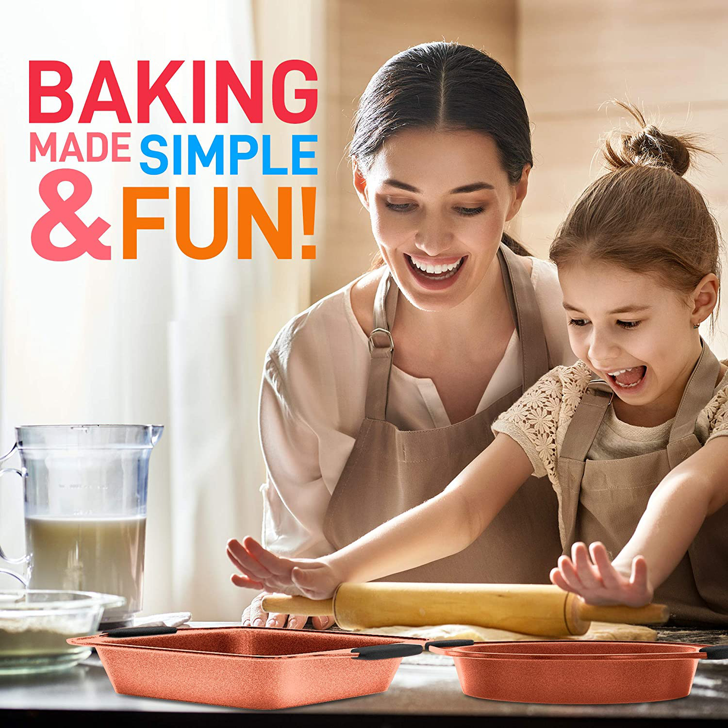 10-Piece Kitchen Oven Baking Pans - Deluxe Carbon Steel Bakeware Set with Stylish Non-stick Gray Coating Inside and Out, Dishwasher Safe & PFOA, PFOS, PTFE Free - NutriChef