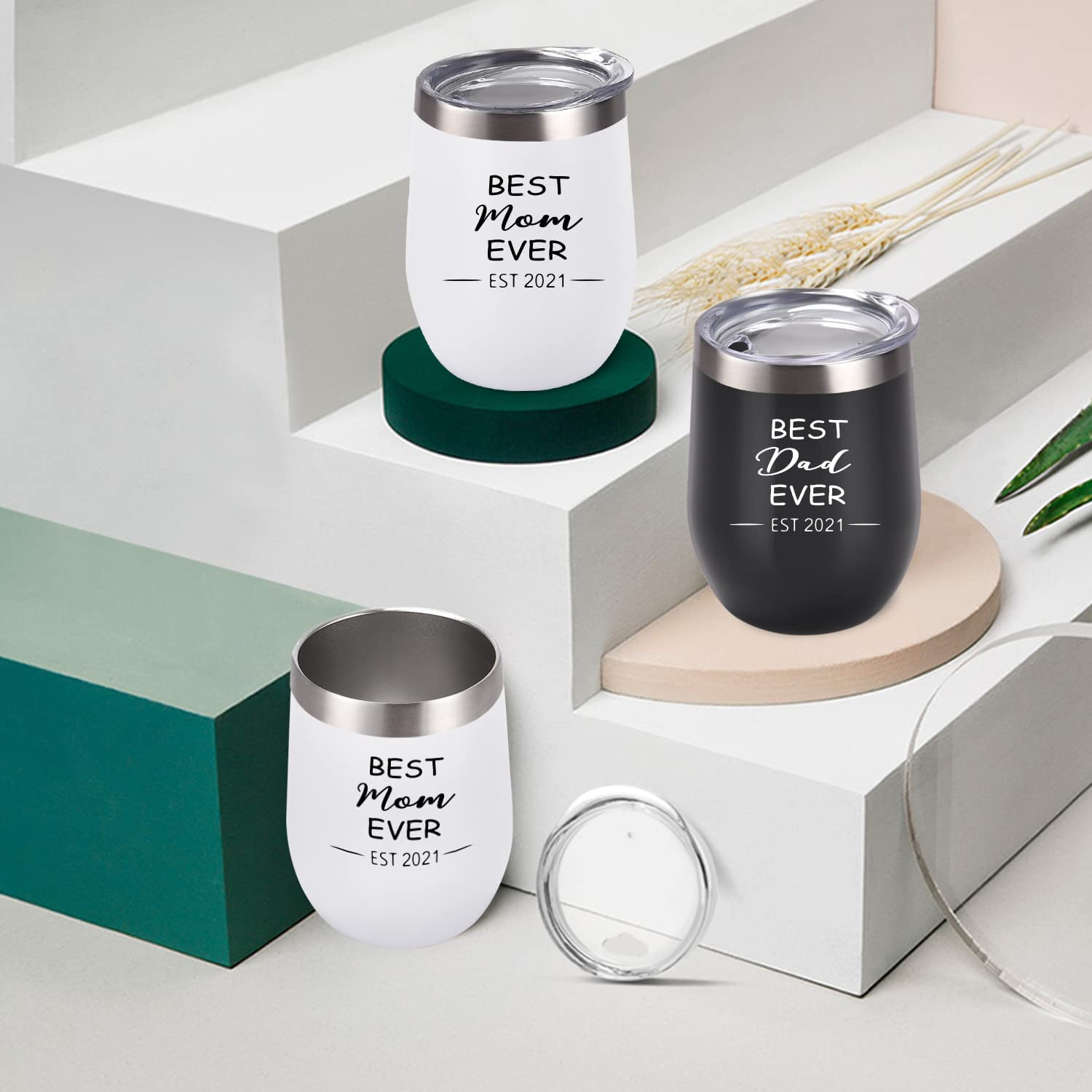 New Parents Tumbler Set (12oz, Black and White)