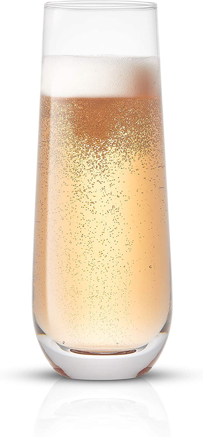 Set of 8 Stemless Crystal Champagne Flutes 9.4oz each