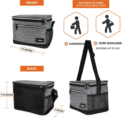 OPUX Insulated Lunch Box for Men Women, Leakproof Thermal Lunch Bag for Work, Reusable Lunch Cooler Tote, Soft School Lunch Pail for Kids with Shoulder Strap, Pockets, 14 Cans, 8L, Heather Grey