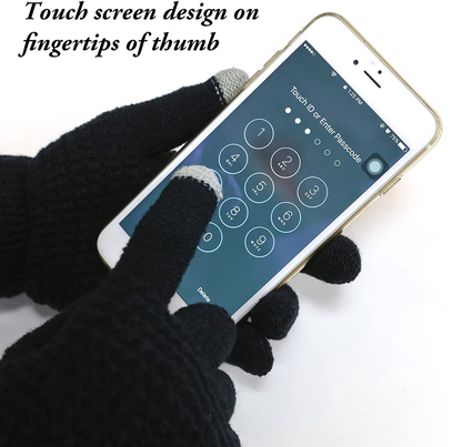 Aneco Winter Warm Knitted Scarf Beanie Hat and Gloves Set Men & Women's Soft Stretch Hat Scarf and Mitten Set