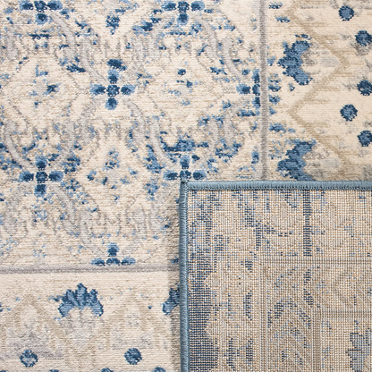 Safavieh Brentwood Collection BNT899G Traditional Oriental Distressed Non-Shedding Stain Resistant Living Room Bedroom Runner, 2' x 14' , Light Grey / Blue