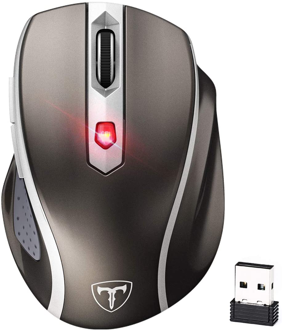 POLEYN Wireless Mouse for Laptop, Ergonomic Computer Mouse 2.4G with 5 Adjustable DPI Levels, 6 Buttons Cordless Mouse Wireless Mice USB Mouse for Laptop PC Notebook Windows Mac