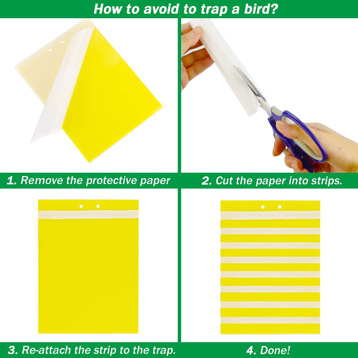 50 Sheets Yellow Sticky Traps, Fruit Fly Traps, for Indoor and Outdoor, Include Twist Ties and Plastic Holders