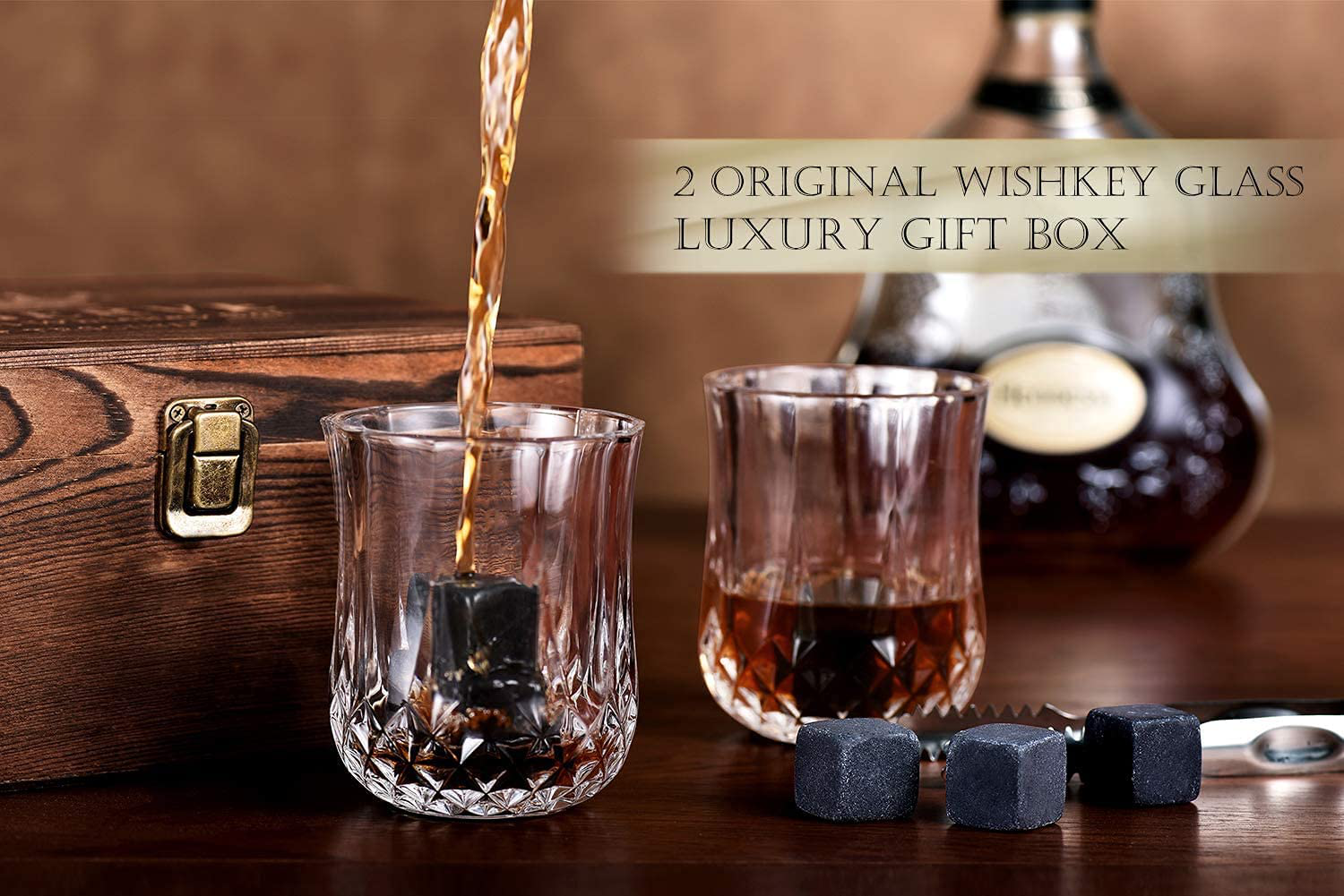 Birthday Gifts for Men Women, Whiskey Stones Set, Unique Anniversary Wedding Retirement Gift Ideas for Couple Dad Husband Boyfriend Him Grandpa, Man Cave Gifts Cool Gadgets for Alcohol Scotch Bourbon