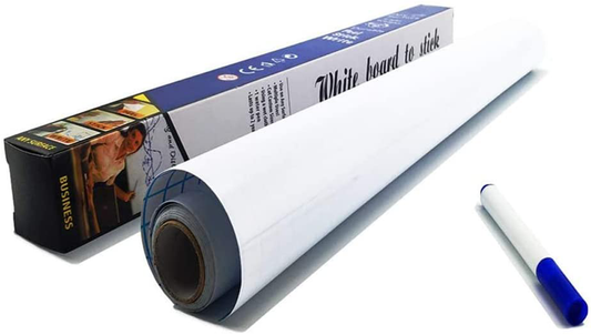 Self Adhesive White Board Paper - Dry Erase Wall Stickers Roll 17.7" x 78.7" Message Board Wallpaper Decal for School/Office/Home/Kid/Art/Decoration