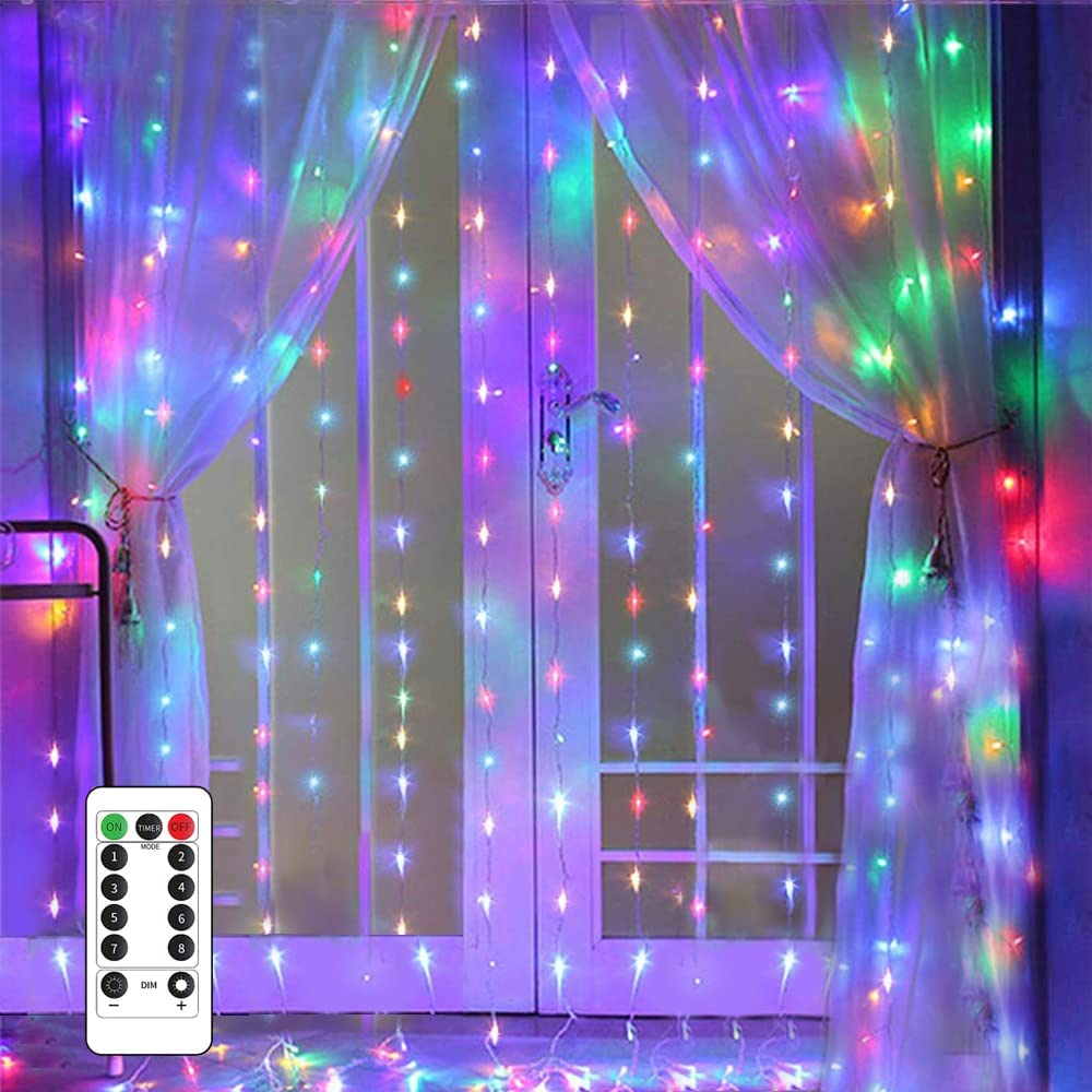 String Lights Curtain, USB Powered Fairy Lights for Bedroom Party, 8 Modes & IP64 Waterproof Ideal for Garden, Patio 