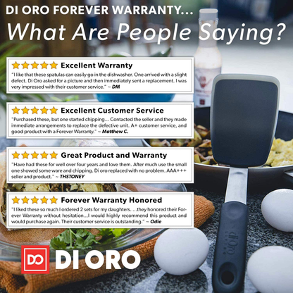 Di Oro Chef Series 3-Piece Silicone Turner Spatula Set - 600F Heat-Resistant Flexible Rubber Silicone Spatulas - Silicone Cooking Utensil Set - Egg Turners, Pancake Flippers, Kitchen Spatulas