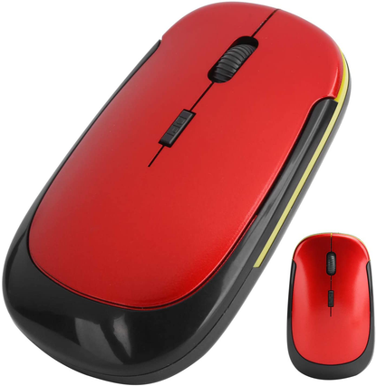 Wireless Mouse 2.4G Wreless Frequency Hopping Adjustable Optical USB Receiver Notebook Computer Accessories 1600dpi Silent Micro Motion Design Lightweight and Portable(Red)