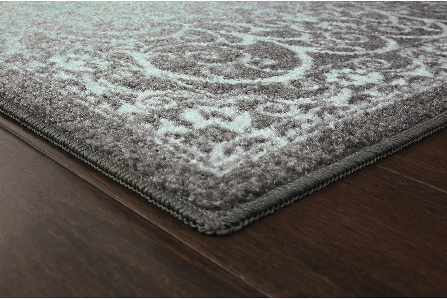 Maples Rugs Pelham Vintage Kitchen Rugs Non Skid Accent Area Carpet [Made in USA], 2'6 x 3'10, Navy/Grey