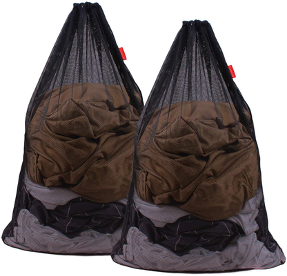 DuomiW Mesh Laundry Bag Heavy Duty Drawstring Bag, Factories, College, Dorm, Travel and Apartment Dwellers, 24 x 36 Inches, 2 Pack, Black