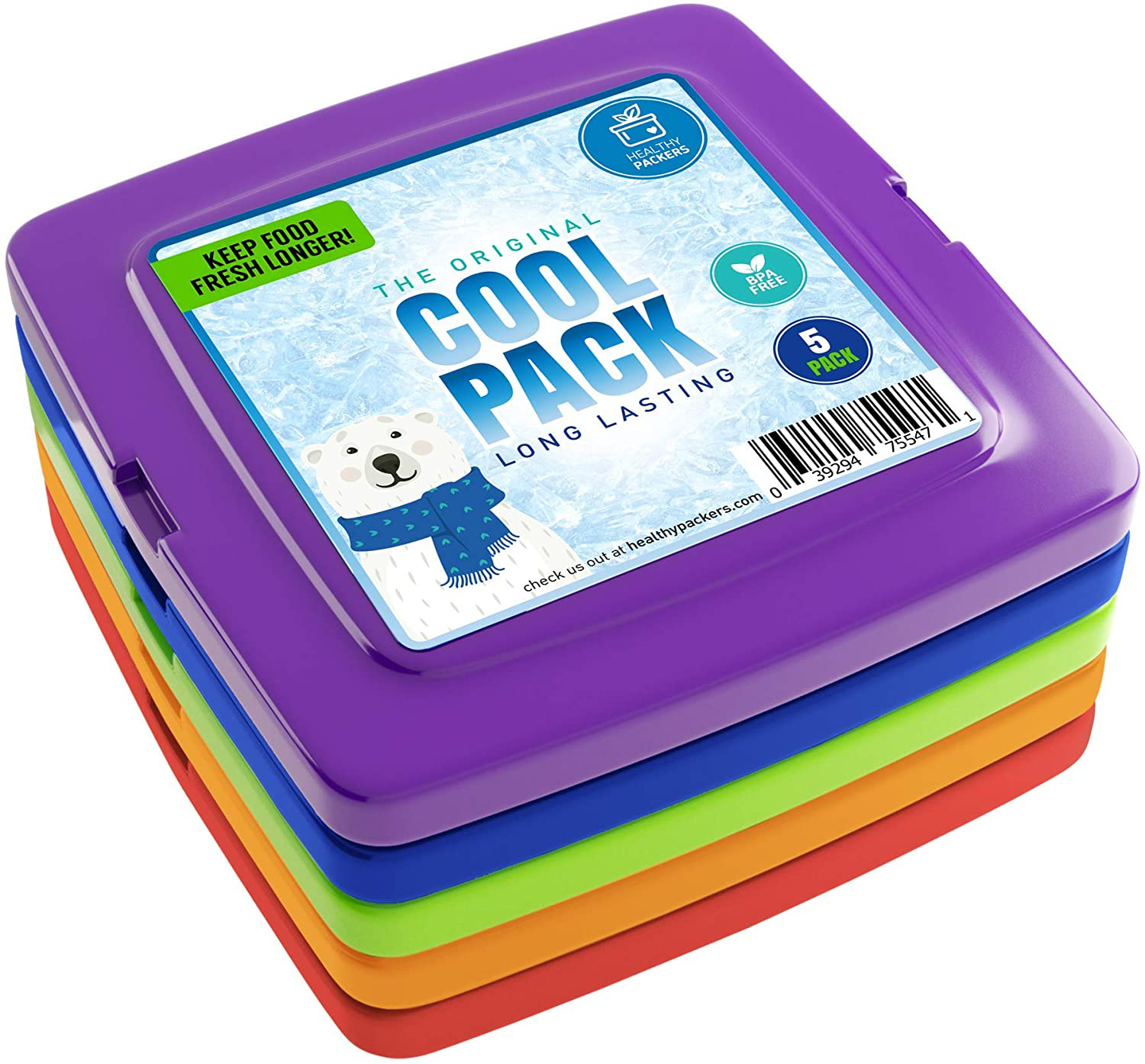 Healthy Packers Cool Pack, Slim Ice Pack for Lunch Box - Quick Freeze and Long-Lasting - Freezer Cold Packs for Cooler Bag and Lunch Boxes - Original Long-Lasting Formula (10 pack)
