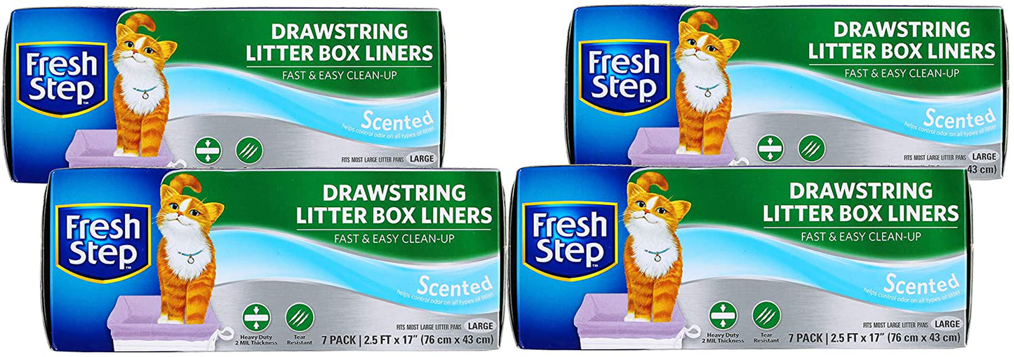 7 Count Fresh Step Drawstring Scented or Unscented Cat Litter Box Liners