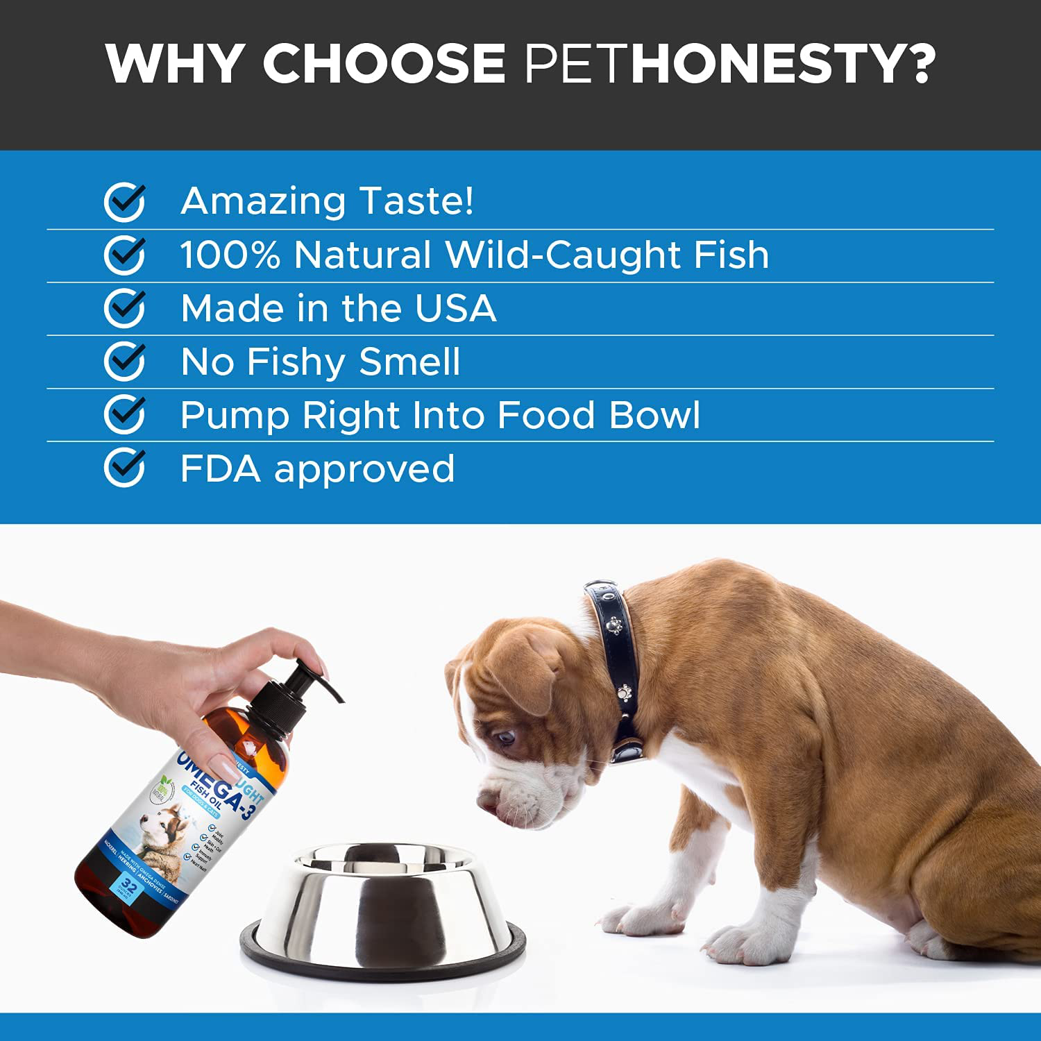PetHonesty 100% Natural Omega-3 Fish Oil for Dogs from Iceland - Omega-3 for Dogs - Pet Liquid Food Supplement- EPA + DHA Fatty Acids Reduce Shedding & Itching- Supports Joints, Brain & Heart Health