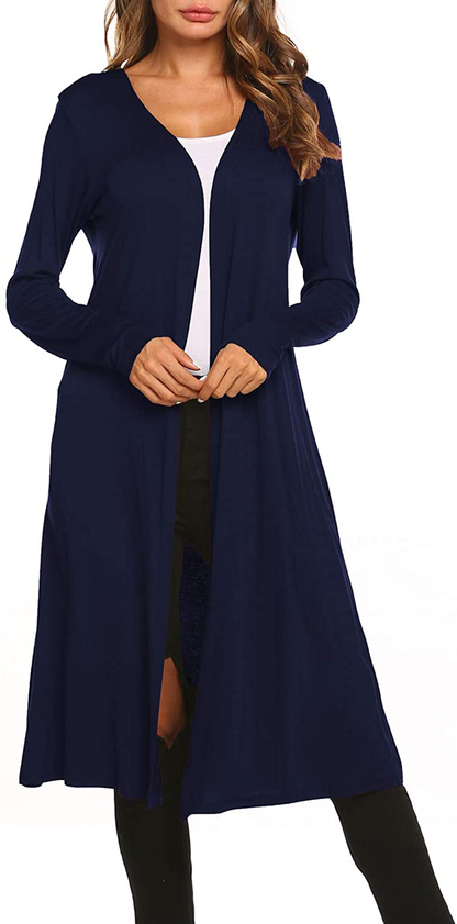 Bluetime Women Plus Size Long Open Front Drape Maxi Cardigan Lightweight Duster Long Sleeve Cardigan Fall (S-4XL)